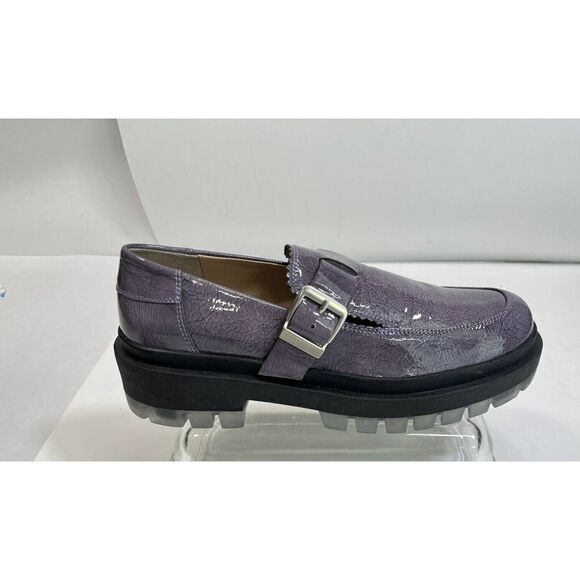 Free People Womens Purple Gray Loafer Lug Sole Patent Leather Shoes 40 EU 10 US - Picture 16 of 16
